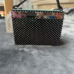 Black Diamante Net Box Bag
